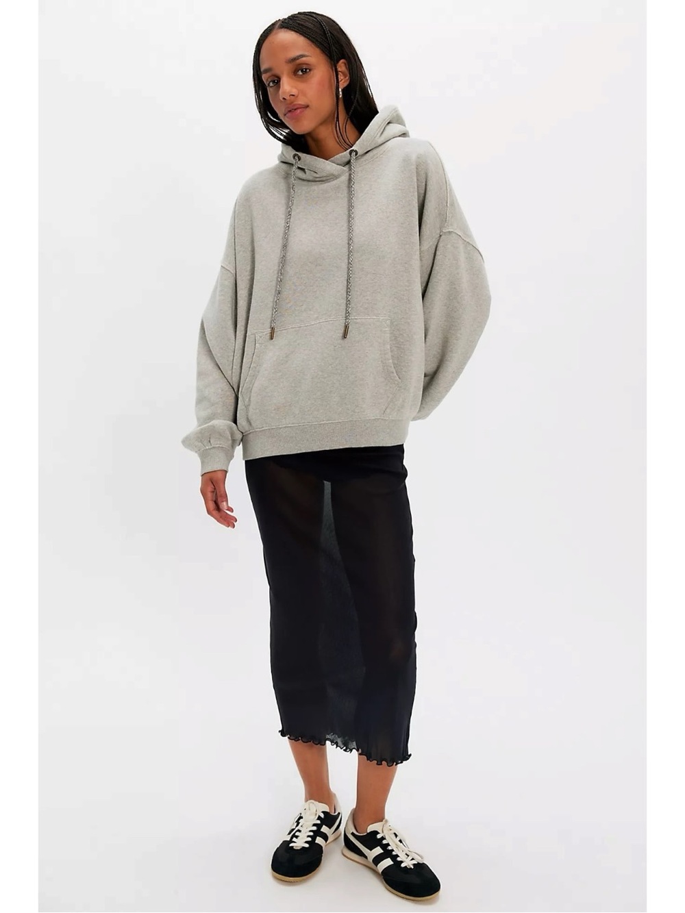 Free People Oversized Of A Feather Hoodie Sweatshirt Heather Gray Size Large NWT - Picture 11 of 13